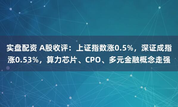 实盘配资 A股收评：上证指数涨0.5%，深证成指涨0.53%，算力芯片、CPO、多元金融概念走强
