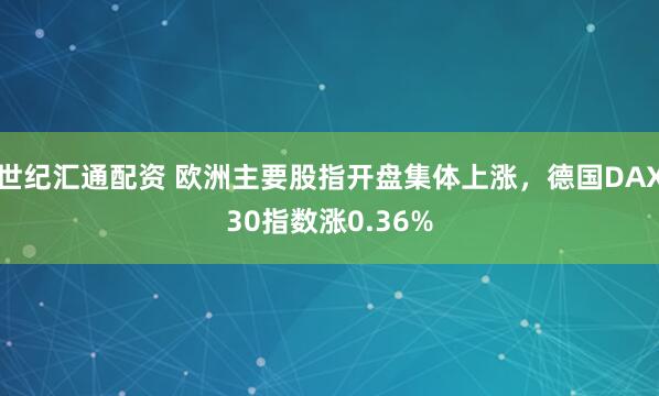 世纪汇通配资 欧洲主要股指开盘集体上涨，德国DAX30指数涨0.36%
