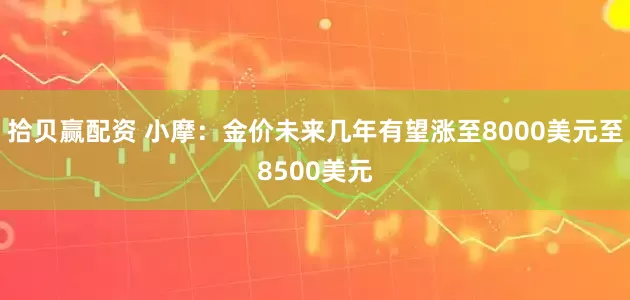 拾贝赢配资 小摩：金价未来几年有望涨至8000美元至8500美元